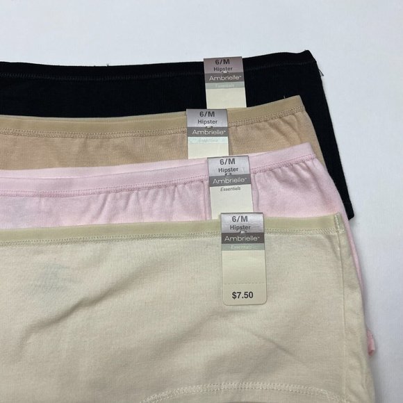 Ambrielle Hipster Panty Low-Cut Stretch 94%Cotton 6%Lycra Women 6 M NWT Lot of 4 - Picture 3 of 8